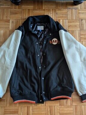 Vintage San Francisco Giants Varsity Jacket XXL Black Wool White Leather Jacket